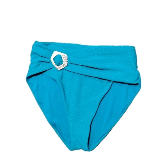 Trina Turk Swim Spa Collection Hi Waist Bikini Bottom Teal Women's Size 10 NWT - Picture 4 of 9